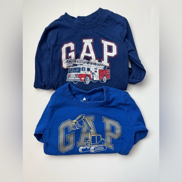 GAP Kids Navy and Royal Blue Graphic Long Sleeve Shirts - Picture 1 of 4